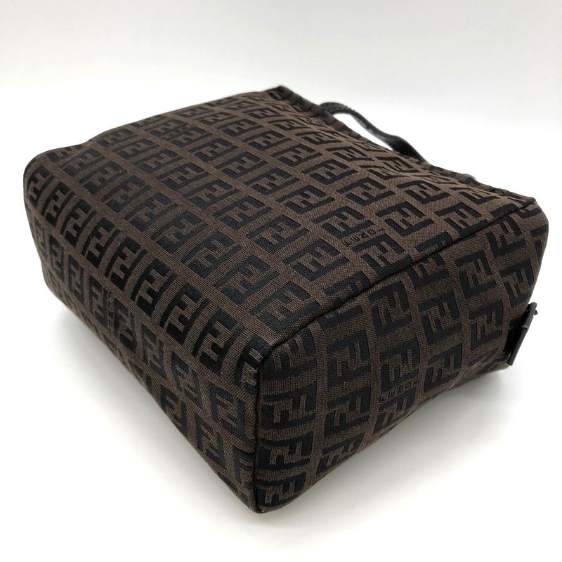 Fendi 2454 8n0000 Handbag Mini Bag Zucchino Canvas Leather Brown Women Men