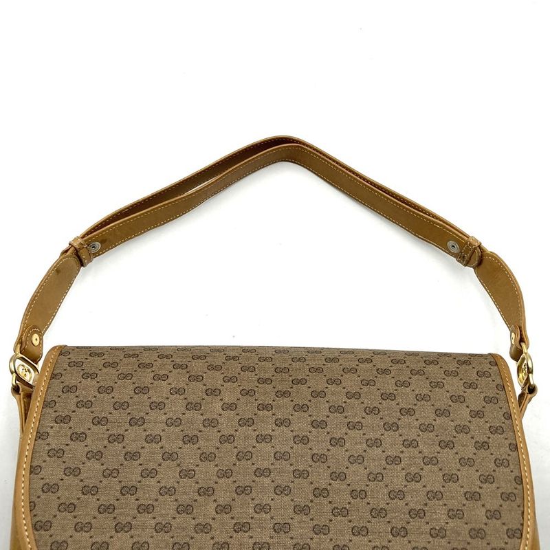 Gucci Old Gucci 001 4798 Shoulder Bag Vintage Brown Pvc/gg Supreme Canvas Micro