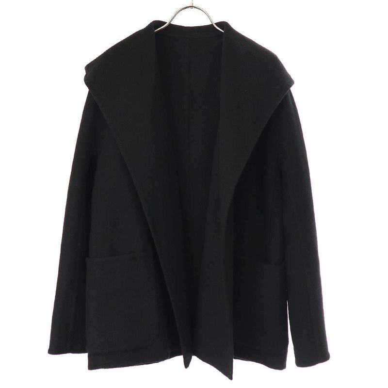 Hermes by Martin Margiela Period Double Face Cashmere Reversible Coat Black 36