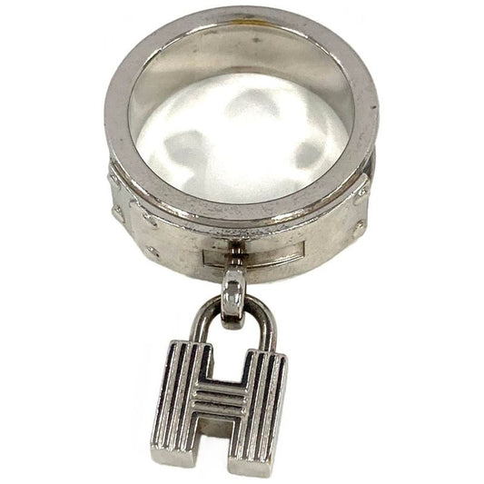 Hermes H Cadenas Scarf Ring Leather Black Unisex