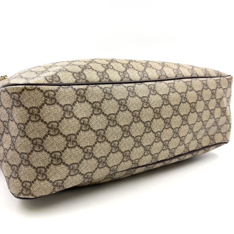 Gucci Crossbody GG Supreme PVC Brown Shoulder Bag Gold 211107