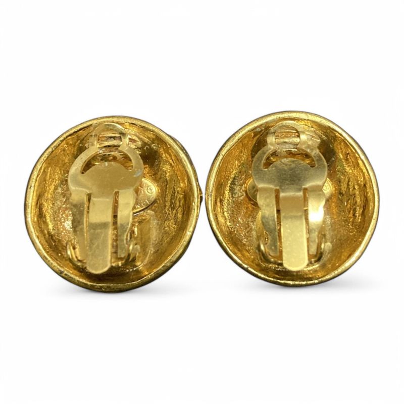 Chanel ⑤ 93P Matelasse Coco Mark Earrings Ladies Gold