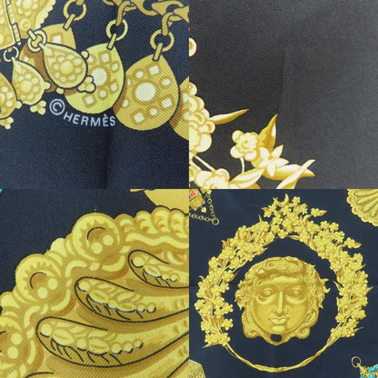 Hermes Scarf Carre 90 Kosmima Space Silk Black Gold Multicolor Fashionable