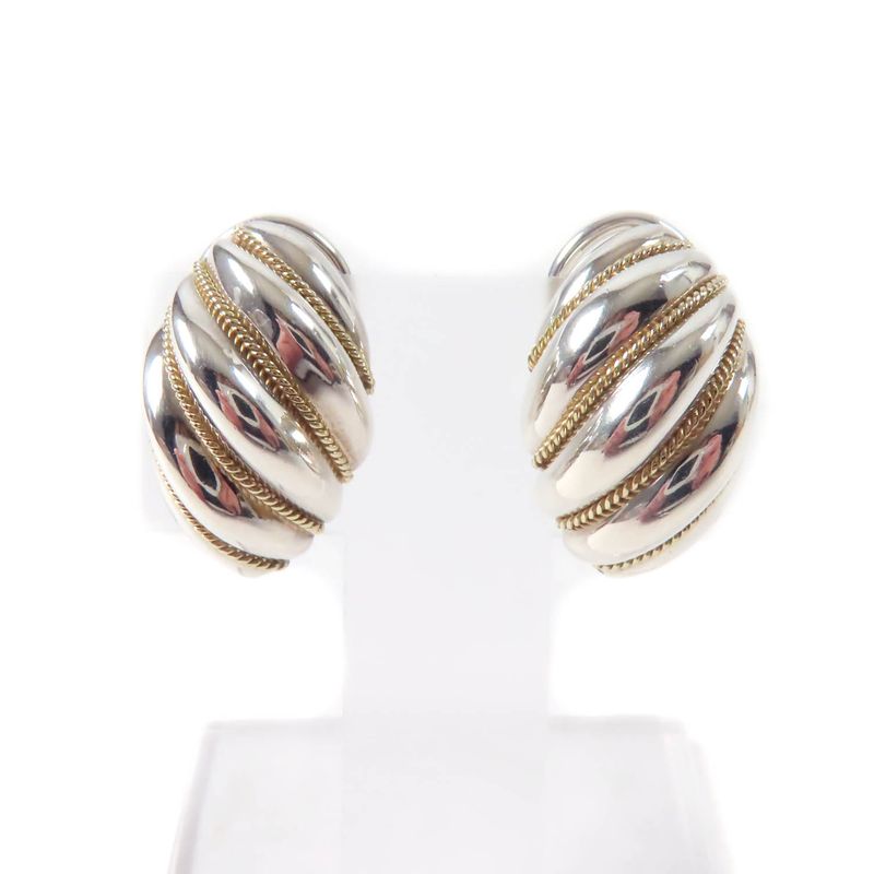 Tiffany & Co Vintage Twisted Rope Shell Dome Combination Earrings