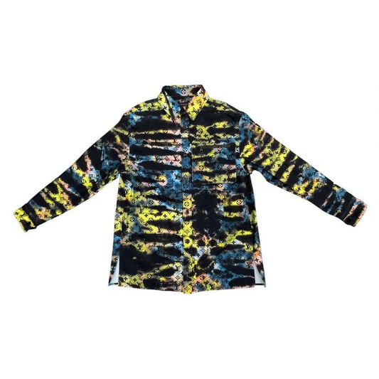 Louis Vuitton Jacket Monogram Tie Dye Denim Rm2129 H98 Hla10w Size L Black Blue