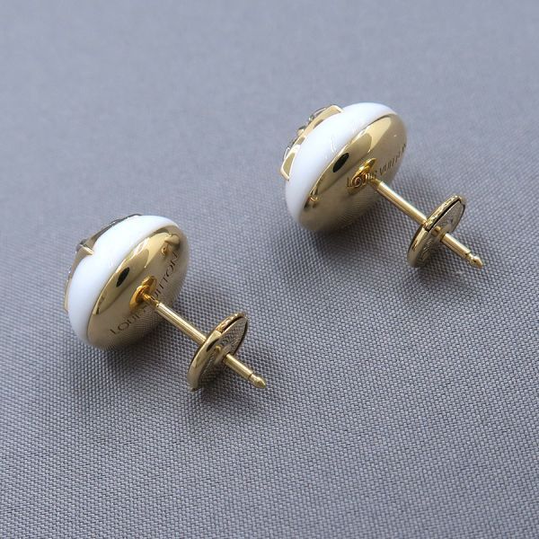 Louis Vuitton Color Blossom Diamond Earrings / White Agate