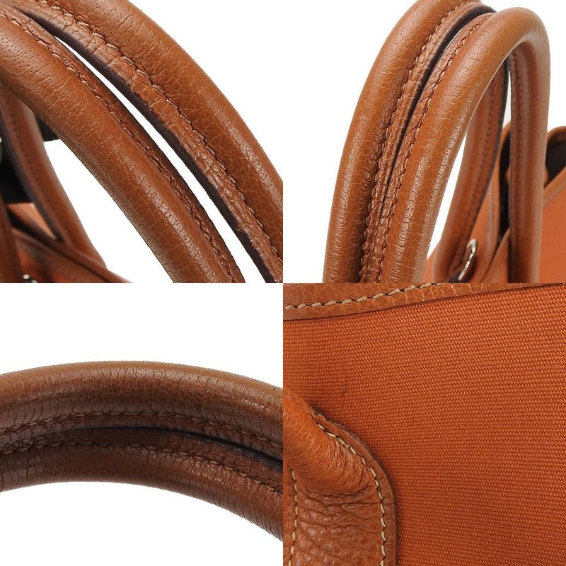 Hermes Garden Party TPM Tote Leather Canvas Orange □I Engraved Commuter School