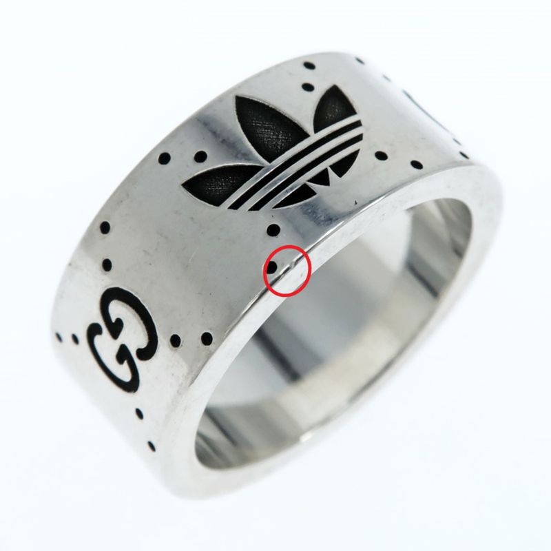 Gucci Adidas Collaboration Ring Engraving Wide Trefoil 17 Ag925 Jewelry