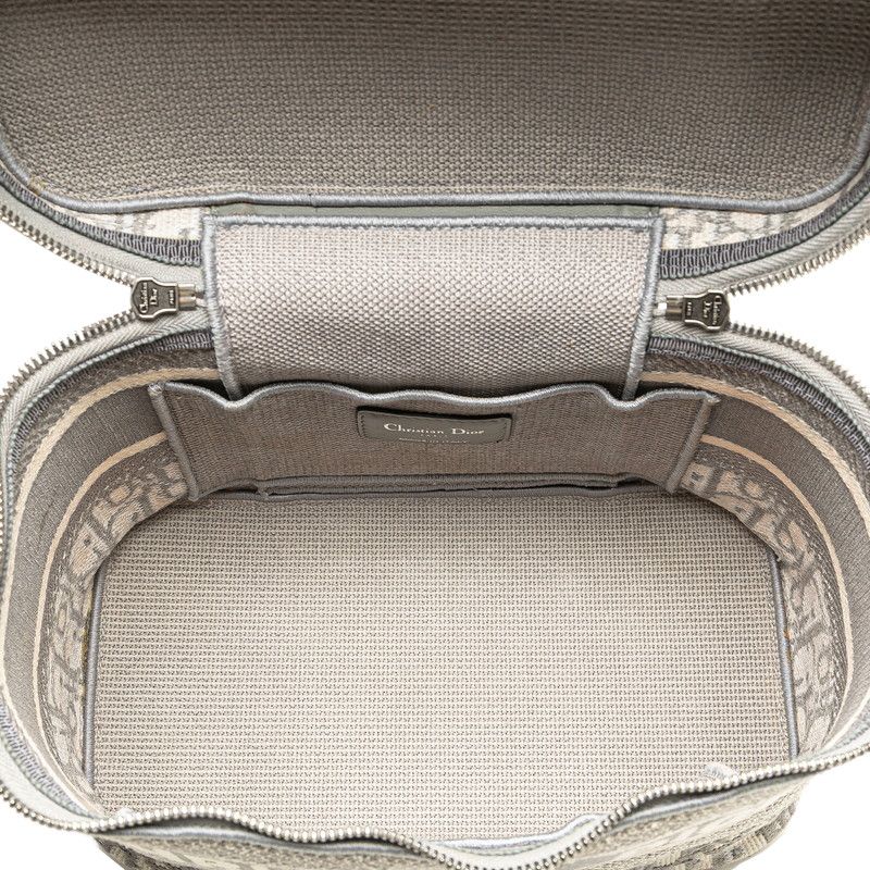 Dior Oblique Travel Vanity Vanity Bag Handbag Gray White Canvas Women's Dior