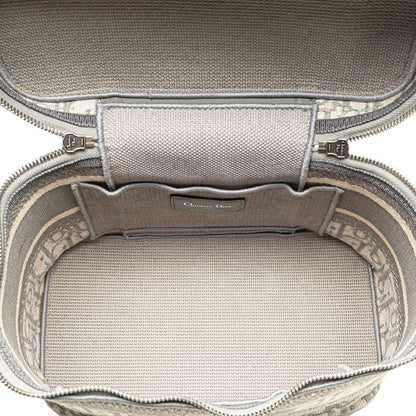 Dior Oblique Travel Vanity Vanity Bag Handbag Gray White Canvas Women's Dior