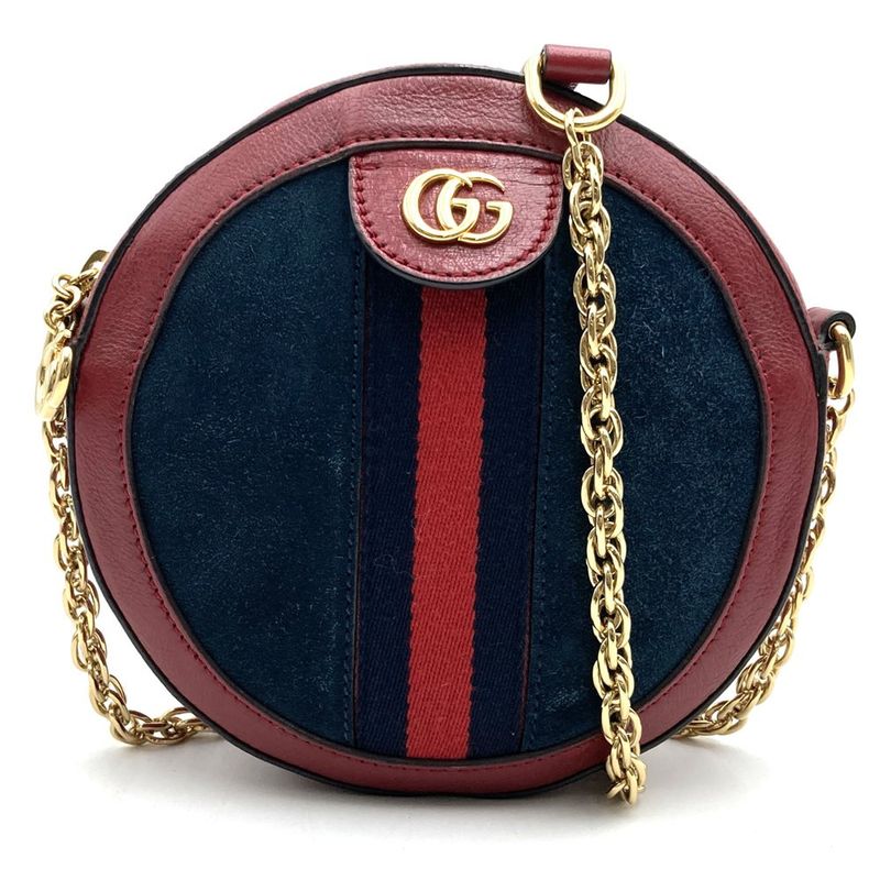 Gucci GG Marmont Sherry Line Mini Round Ophidia 550618 Shoulder Bag Suede/leathe