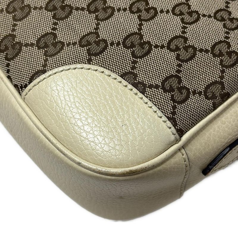 Gucci Shoulder Bag Bree 449413 Dark Brown Beige And Ivory Leather