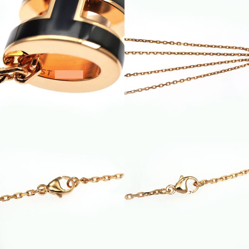 Hermes Necklace Pop Ash Mini Pendant Black Rose Gold Hardware Accessorie