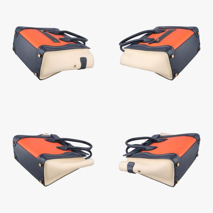 Celine Luggage Mini Shopper Orange X Black X Beige Leather S-cu-4124