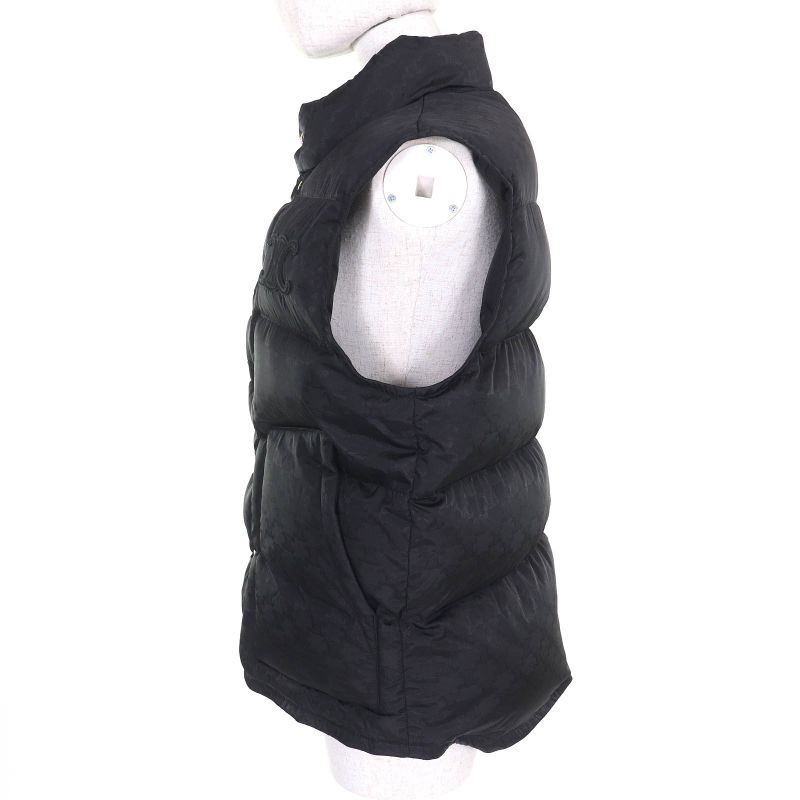 Celine 2w987795w Triomphe Badge Quilted Monogram Padded Vest Black 36 With