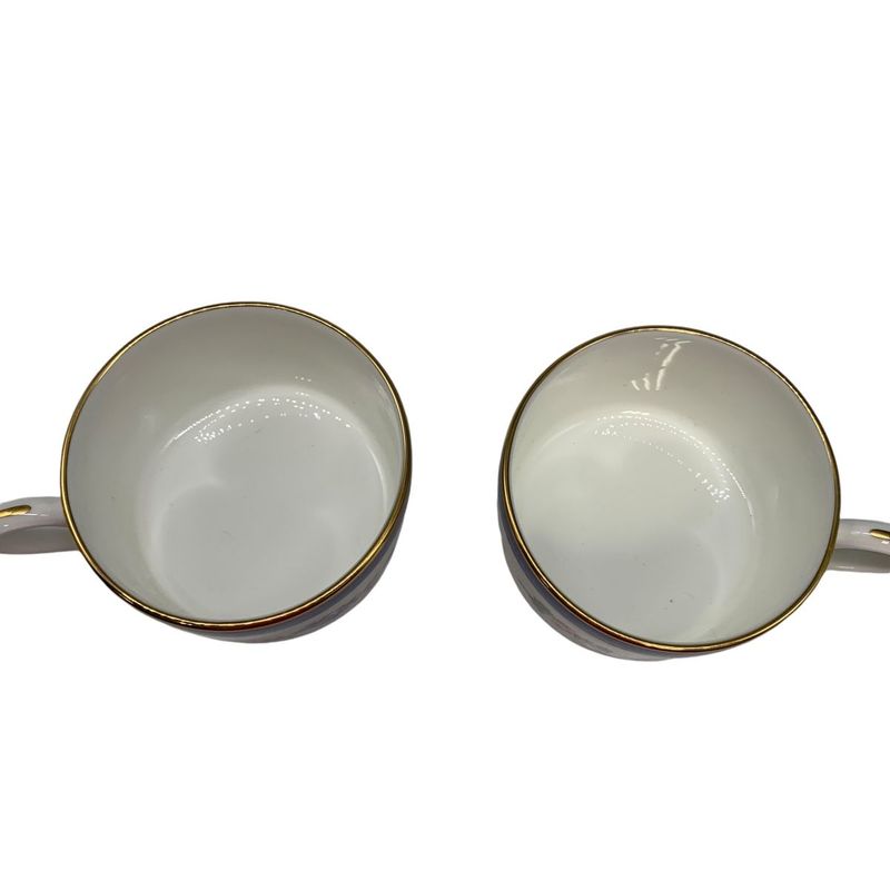 0982 Tiffany & Co Set of 2 Cups Flower Design White Pair of Mugs Boxed Used