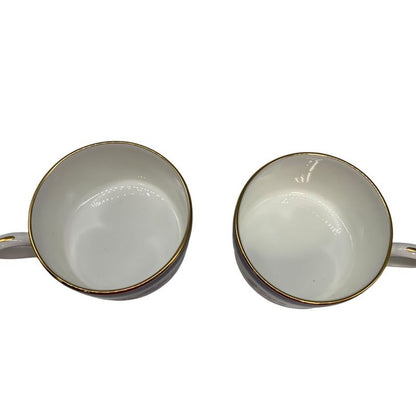 0982 Tiffany & Co Set of 2 Cups Flower Design White Pair of Mugs Boxed Used