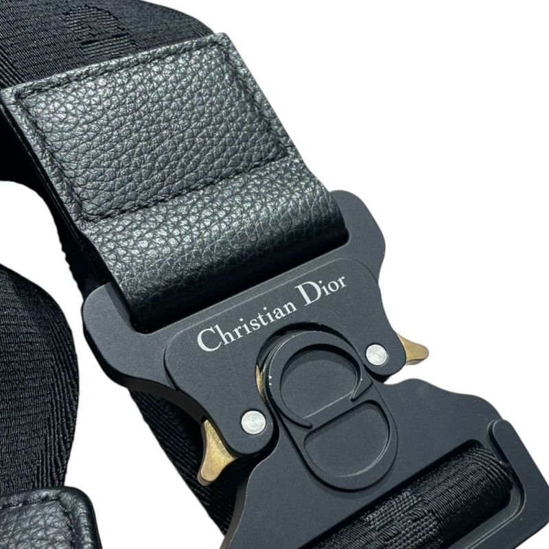 DIOR ⑤ 06-bo-0139 Leather Saddle Bag Unisex Black ONE SIZE