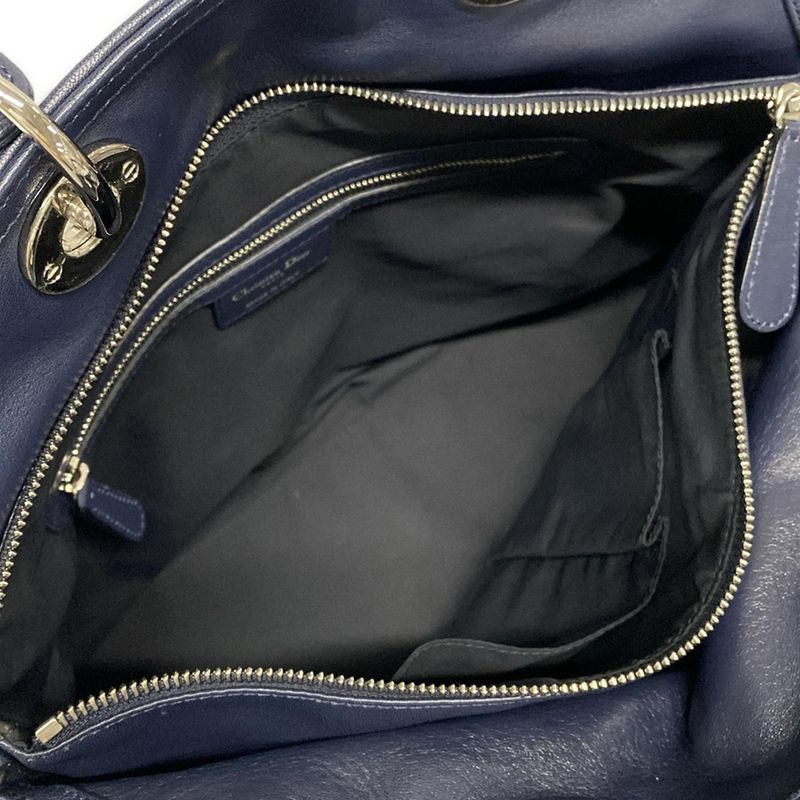 Dior/christian Dior Tote Bag Granville Navy Leather