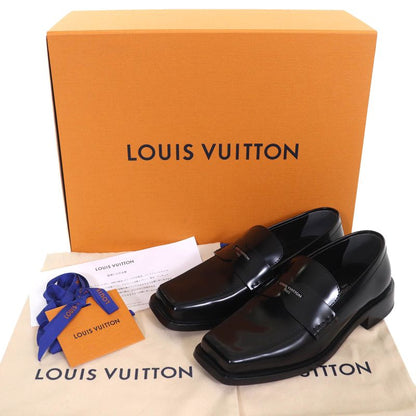 Louis Vuitton Connelly Line Square Toe Logo Leather Coin Loafer Black 35.5