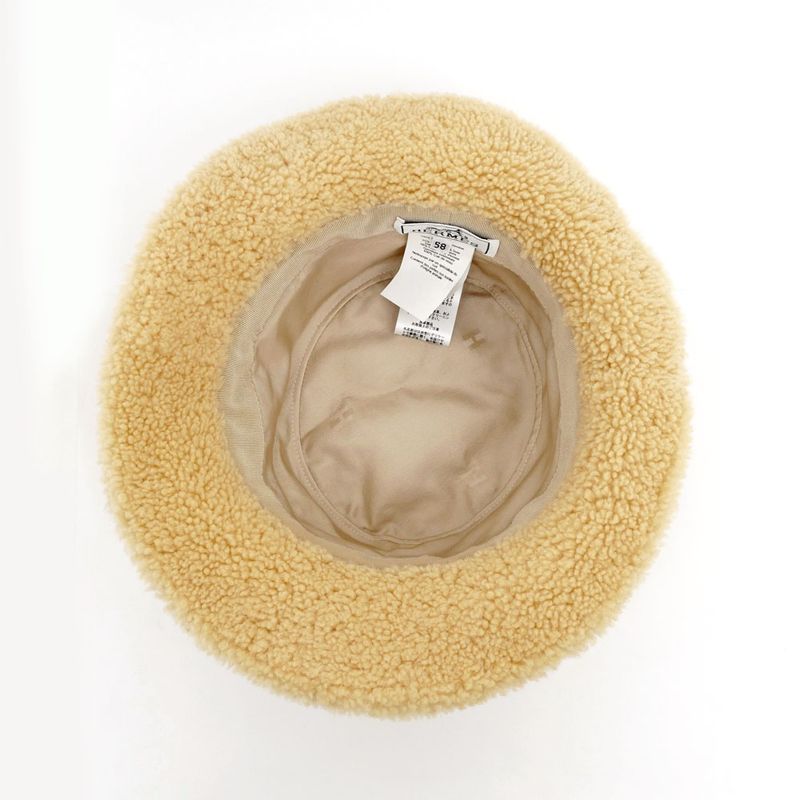 Hermes Forbe Mouton Bucket Hat Beige Size 58 Accessory Ladies Women