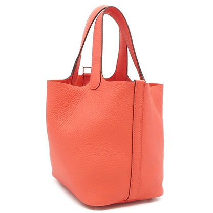 Hermes Handbag Picotin Lock PM Taurillon Clemence Orange Field Silver Hardware
