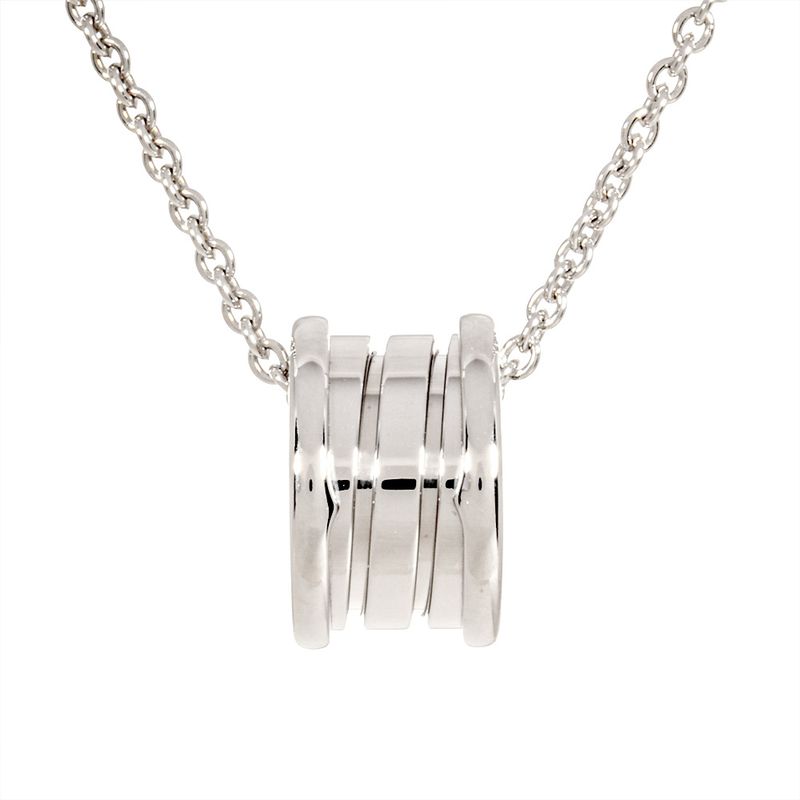 Bulgari Bvlgari Bee Zero One Pendant Necklace 18K White Gold 119g White Togo