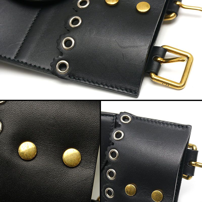 Dior Saddle Belt Waist Mark Leather Black *worn