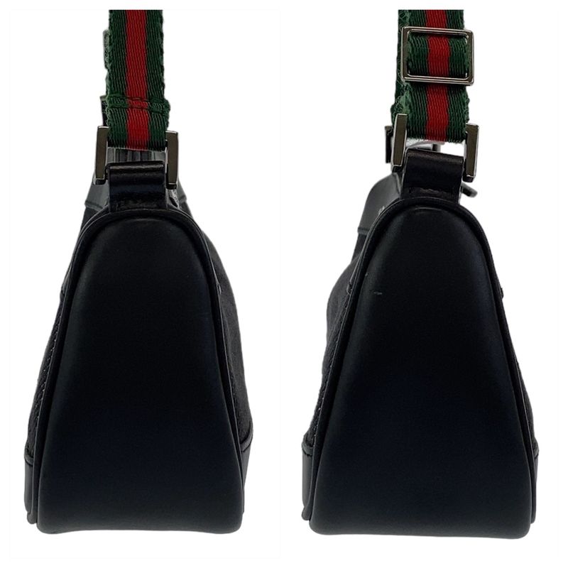 Gucci Sherry Line Black Silver Hardware Canvas/leather 92320 Handbag Accessory