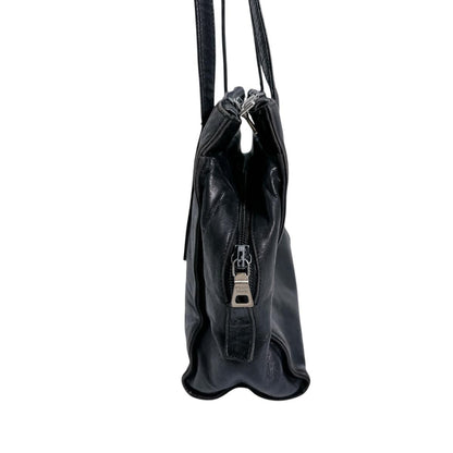 Prada Tote Bag Logo Shape Pressed Black
