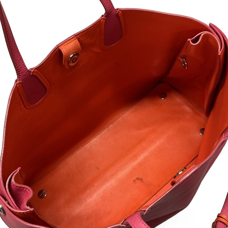 Dior/christian Dior Addict Tote Bag Pink And Orange Leather