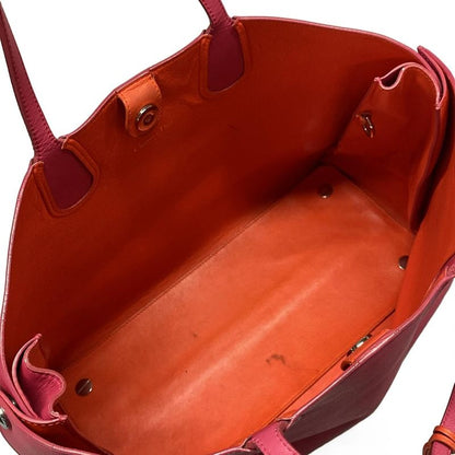 Dior/christian Dior Addict Tote Bag Pink And Orange Leather