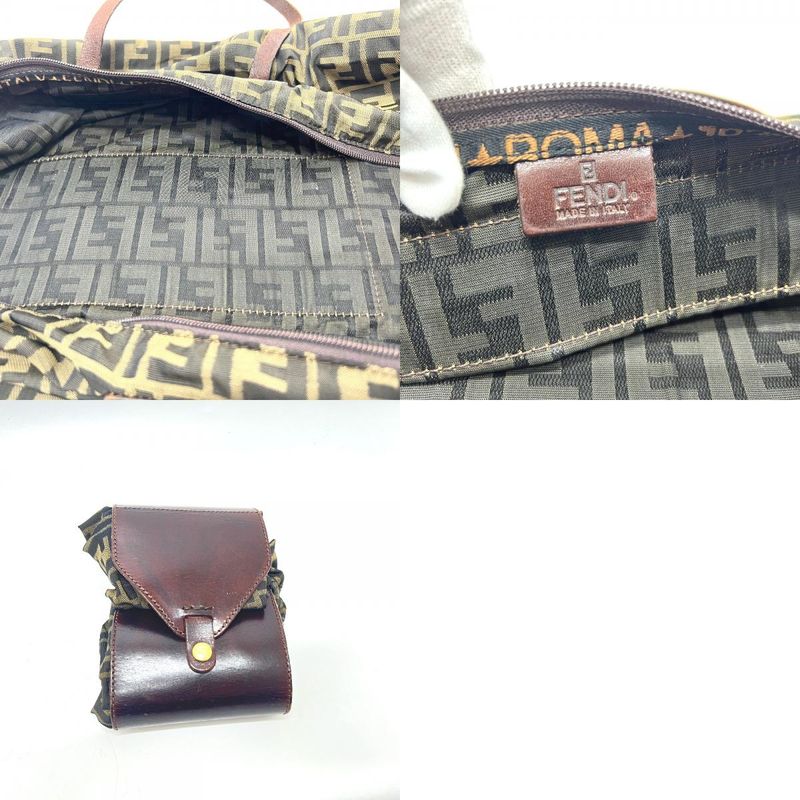 Fendi Tote Bag Zucca Pattern Leather / Canvas Brown