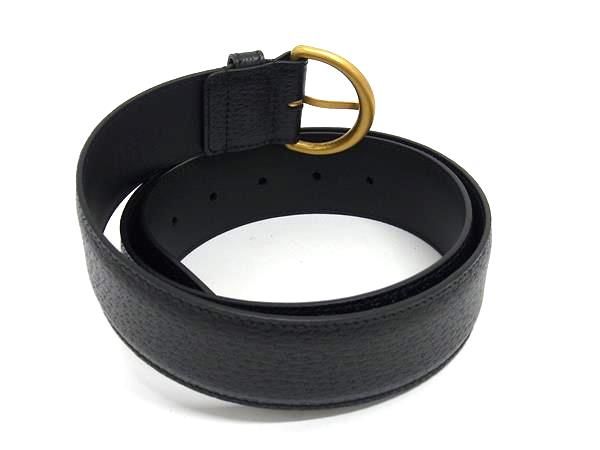 Gucci 573325 Leather Gold Hardware Belt Size 85.34 Business Gentlemen