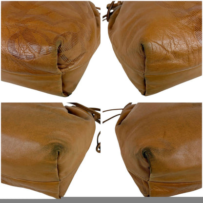 Loewe Drawstring Mini Shoulder Bag Anagram Logo Nappa Leather Brown Flamenco