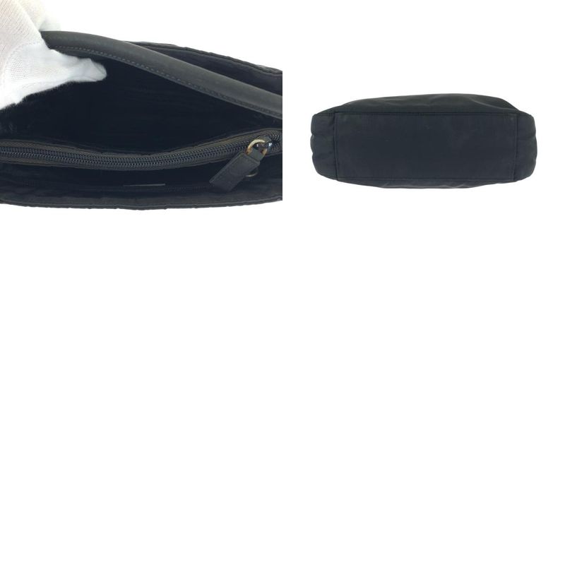 Prada Tessuto Triangle Logo Plate Black Silver Hardware Nylon Tote Handbag