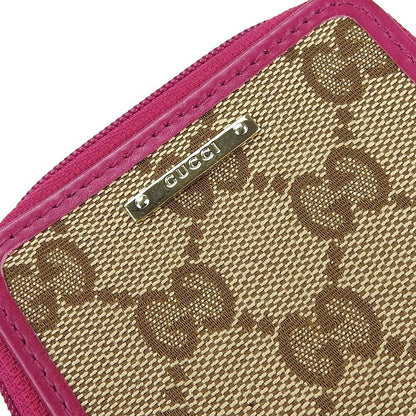 Gucci Coin Case 115255 GG Canvas Leather Beige Pink Gold Hardware Small Items