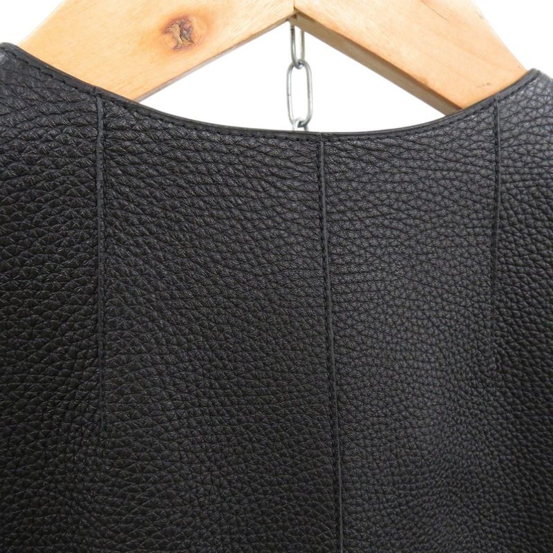 Hermes Long Gilet Deerskin Vest Deerskin Black 0260 Hermes