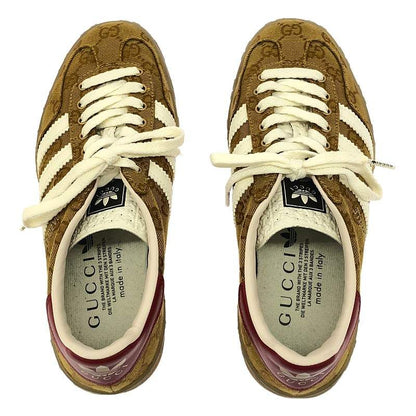 Gucci WMNS Gazelle Hq7086 Gazelle GG Logo Sneakers - 24 - Beige&brown - Women's