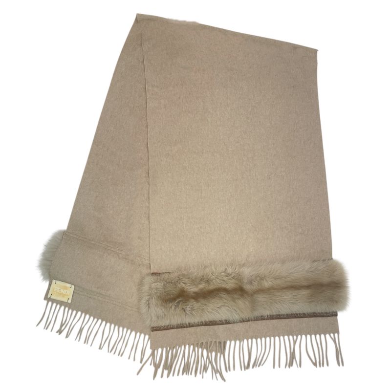 Fendi Stole Scarf Cashmere Sable Blawan With Storage Bag