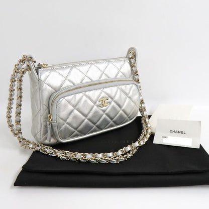 Chanel Chain Clutch Bag Iridescent Metallic Lambskin Silver - Ap4349