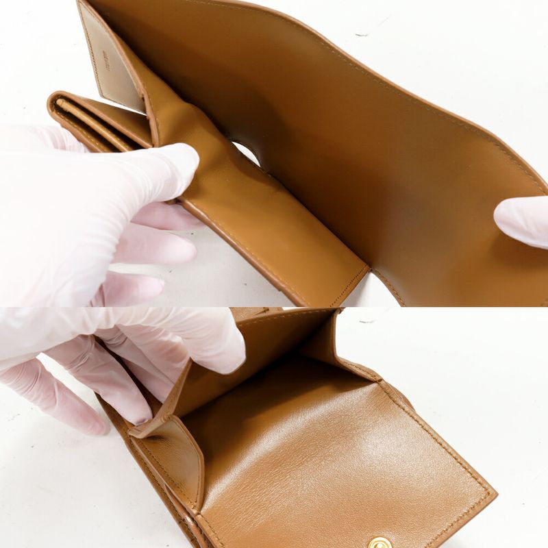 Celine Triomphe Small Flap Wallet With Coin Purse Shiny Calfskin Bronze Gold