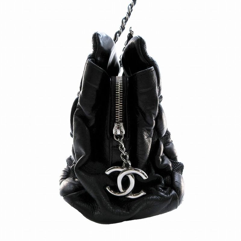 Chanel Matelasse Coco Charm Double Chain Bubble Quilted Leather Shoulder Bag