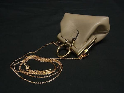 Fendi Nano First Leather 2WAY Crossbody Pouch Bag Charm Gray Fm7201