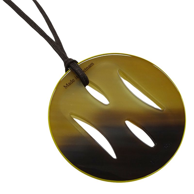 Hermes Necklace Tonkin Buffalo Horn Women's Branded Pendant Lacquer Yellow