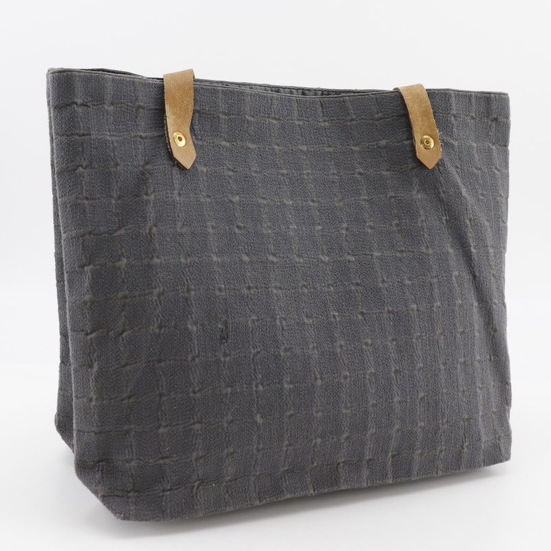 Hermes Amedava Cabas De Poche Long Shoulder Canvas Gray Women's Shoulder Bag