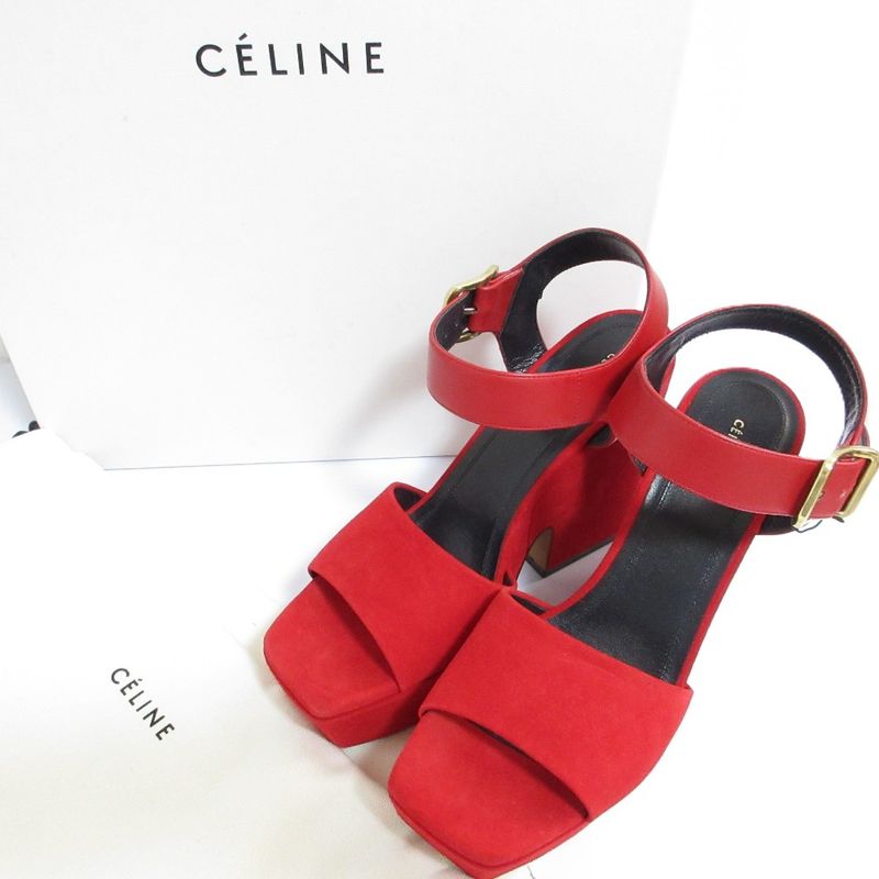 Celine Phoebe Period Ankle Strap Suede Chunky Heel Sandals Size 36 Approx 23cm