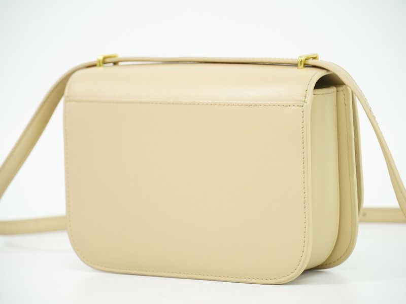 Authentic Loewe Goya Small Shoulder Bag Pochette Leather Beige Goya Bag