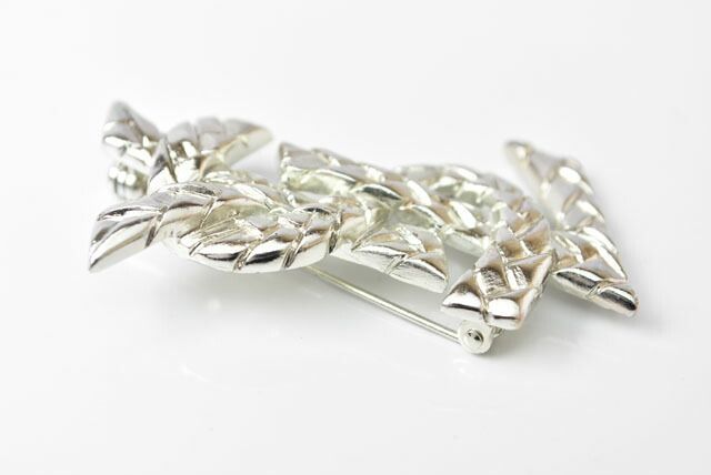 Saint Laurent Pin Brooch Pin Badge Saint Laurent Brooch Monogram YSL Logo Silver