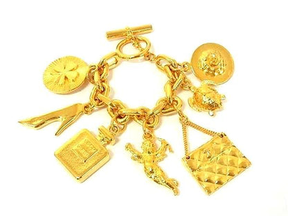 Chanel Coco Mark Iconic Line Bracelet Accessories Women's Gold Series